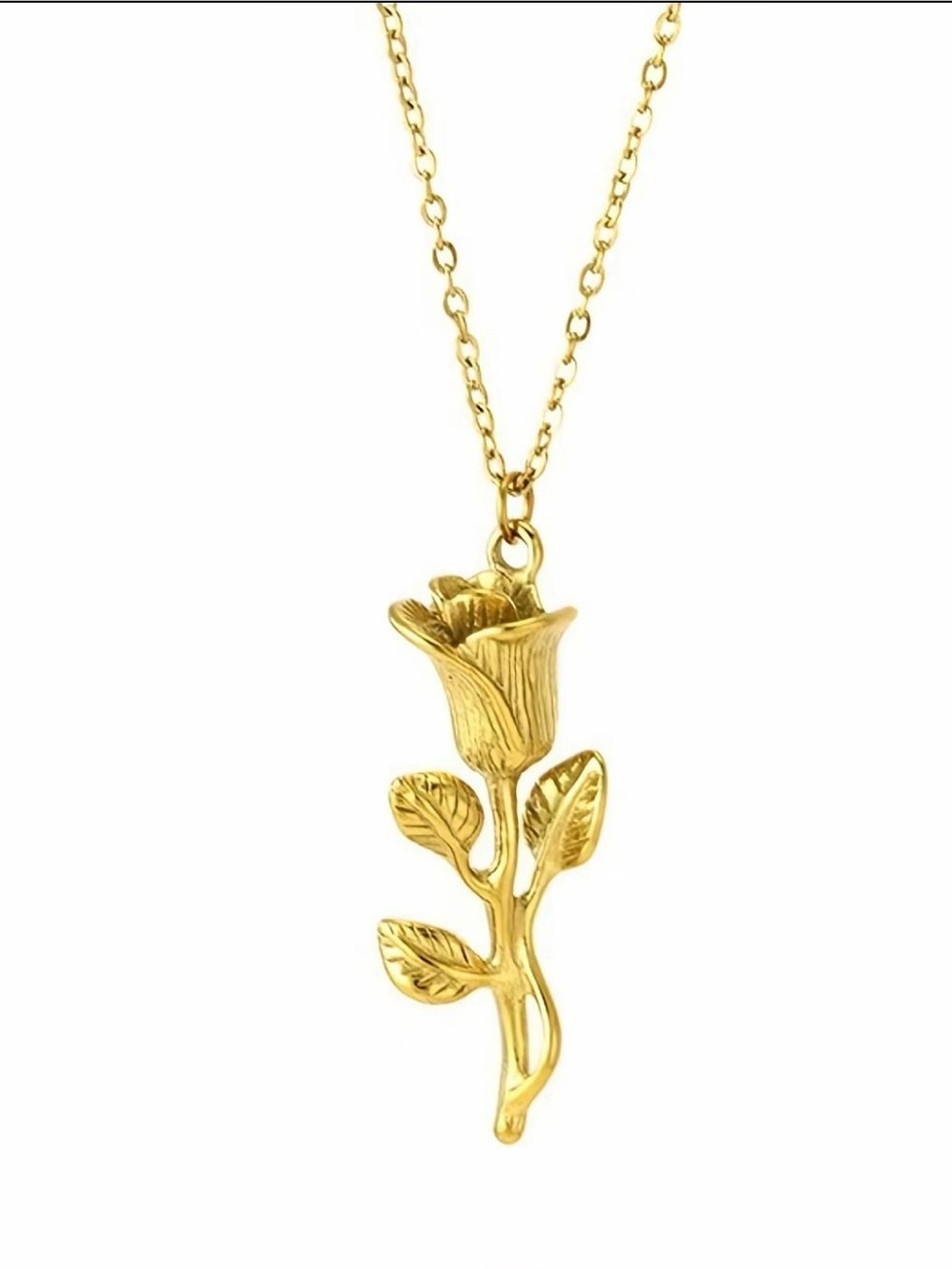 Gold Rose Pendant Necklace - Elegant Floral Jewelry
